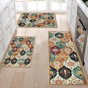 NEW 3 Piece Set Washable Kitchen Rug Sets Non Slip Kitchen Rug and Mats